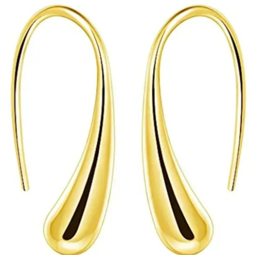 Gorgeous Stamped 925 Sterling Silver Gold Electro-Plated Water Drop Earrings